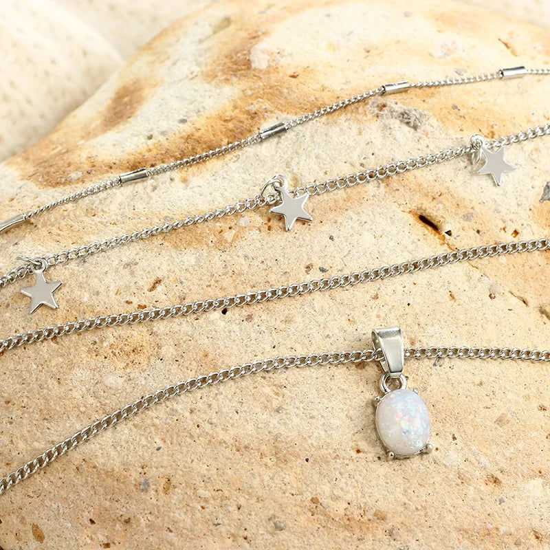 Bohemian Pentagram Crystal Necklace — Layered