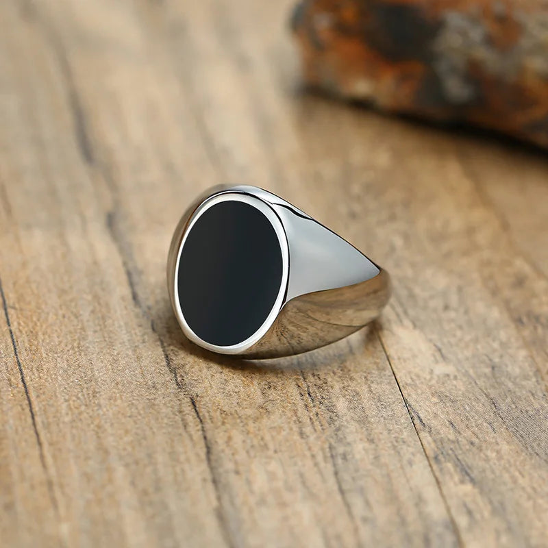 Vnox Stylish Signet Rings for Men, Male Pinky Ring with Black Square CZ Stone,Gold Color Stainless Steel Metal Jewelry