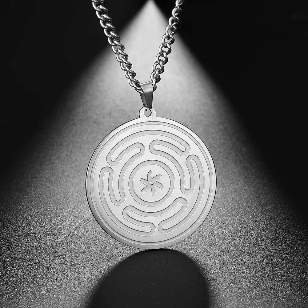 Strophalos of Hecate Wheel Pendant Necklace — Stainless Steel