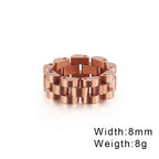 Fongten Retro Watch Link Chain Men Ring Stainless Steel Rock Biker Finger Men and Women Punk Couple Rings Fashion Jewelry Gift