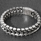 Men's Stainless Steel 16MM Keel Chain Bracelet For Man 8.46 Inches Vintage Old Silver Color Metal Jewellery Items