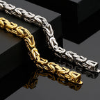 Hiphop Chain Bracelets For Men Never Fade Gold Color Stainless Steel Bracelet Manly Wrist 8.66" Classic Mens Jewellery
