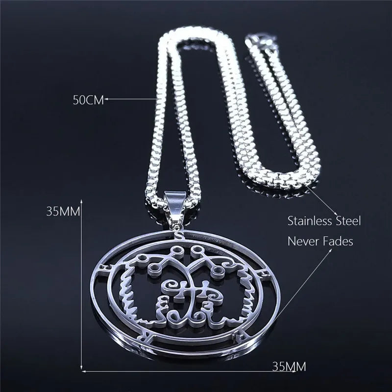 Demon Seal Silver Pendant Necklace — Stainless Steel
