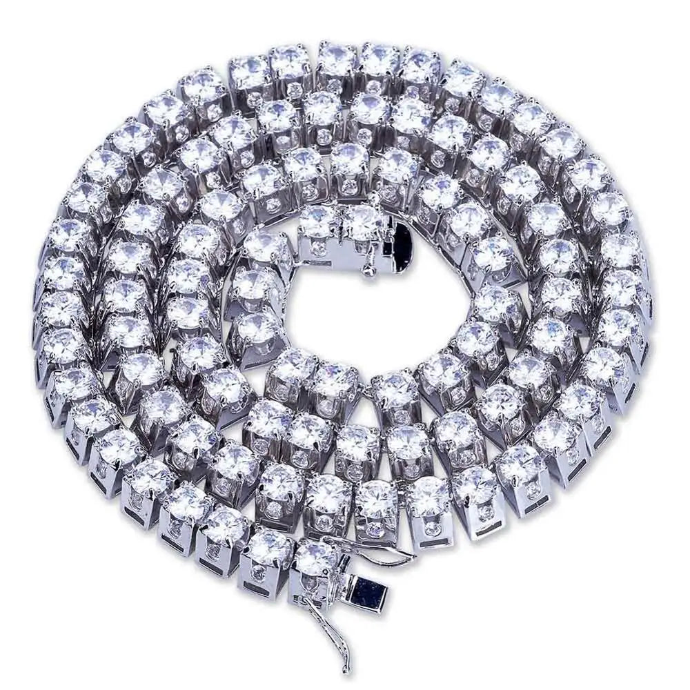 Iced Out Tennis Chain Choker Necklace — Copper Alloy