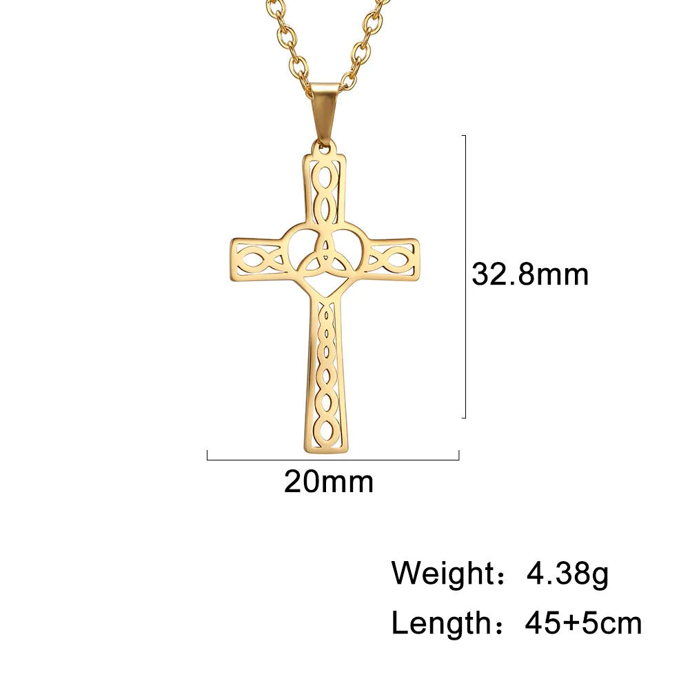 Religious Jesus Cross Pendant Necklace — Stainless Steel Chain