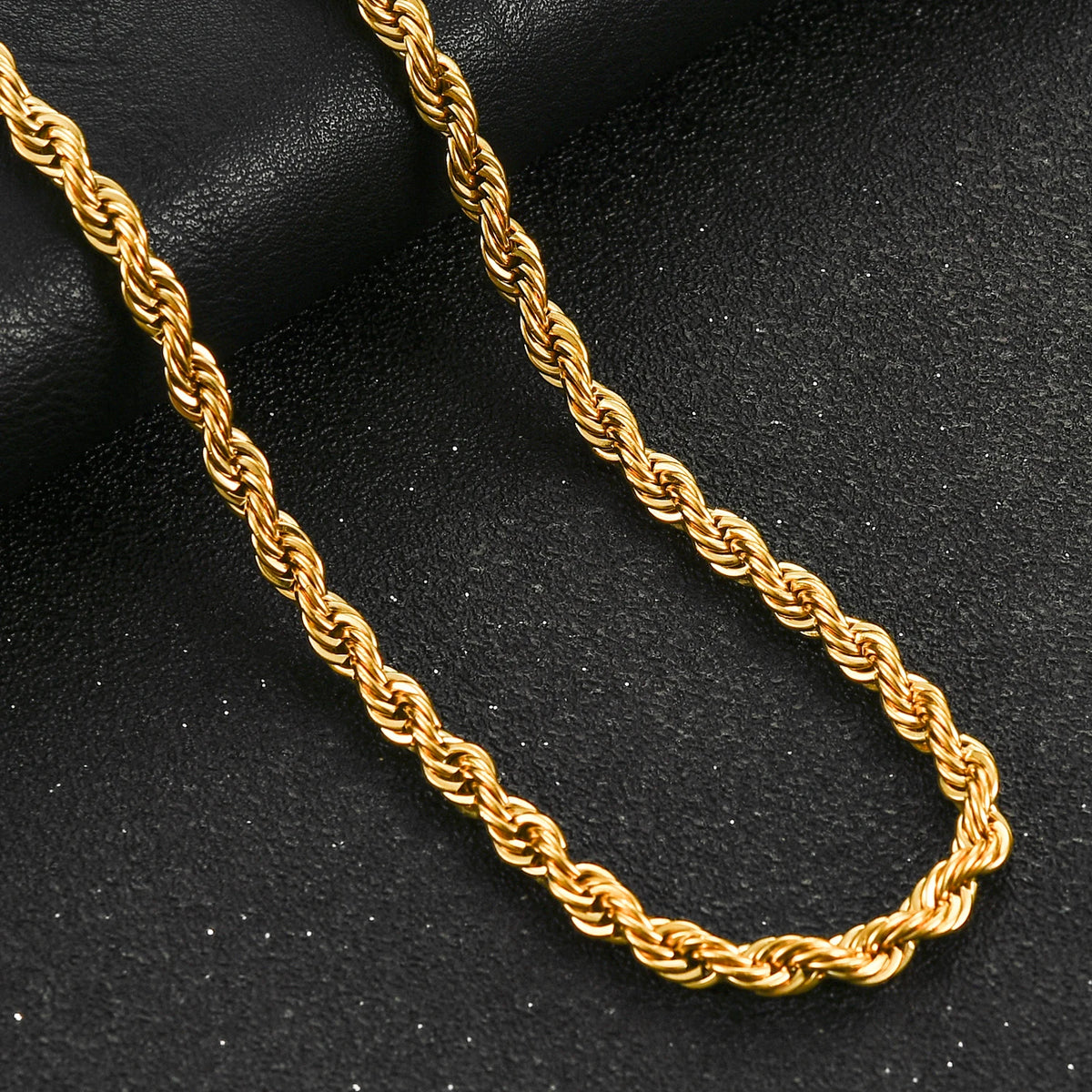 Gold Twisted Rope Chain Choker Necklace 6mm — Stainless Steel