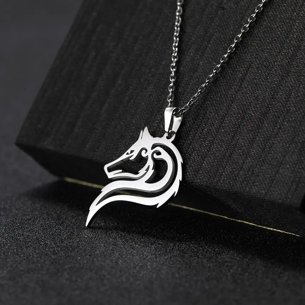 Fenrir Wolf Pendant Necklace — Stainless Steel
