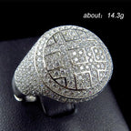 Trendy Round Rings Male Iced Out Cubic Zircon Crystal Rings for Men Party Jewelry Accessories
