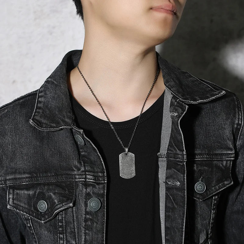 Dog Tag Pendant Necklace — Stainless Steel