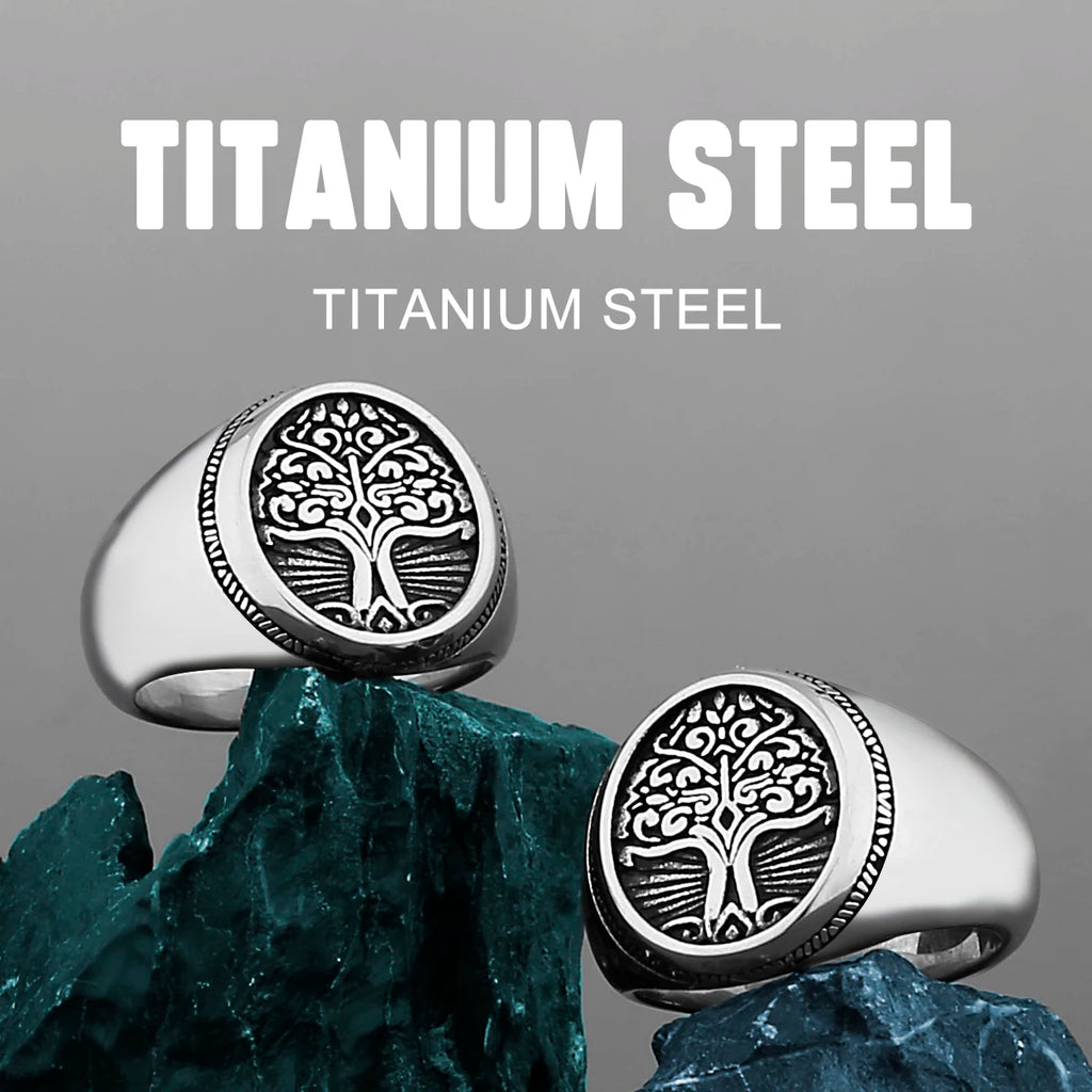 Viking Tree of Life Signet Ring — Stainless Steel