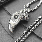 Double-Sided 3D Eagle Head Pendant Necklace — Stainless Steel