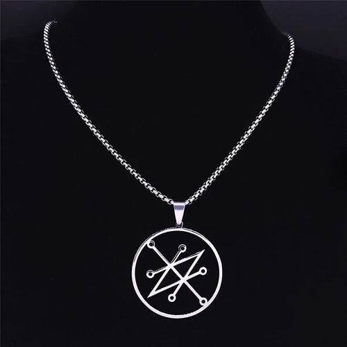 Azazel Sigil Silver Pendant Necklace — Stainless Steel