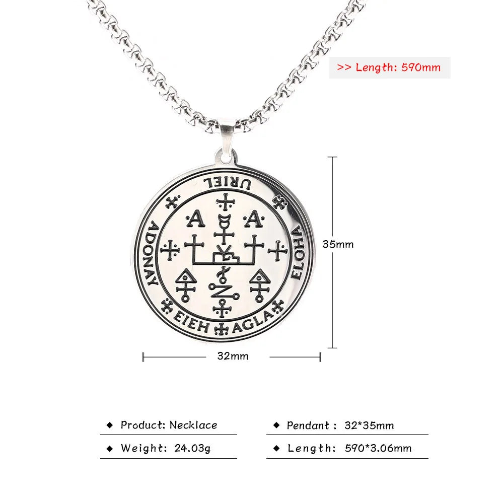 COOLTIME Supernatural Amulet Men Pendant Necklace Stainless Steel Archangel Michael Raphael Uriel Gabrie Angel Talisman