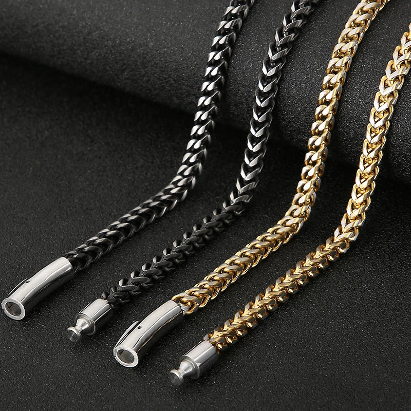 Matte Stainless Steel Men's On Hand Link Chain Bracelet 4/6MM Thick Handles for Men 68CM Long Male Necklace Choker