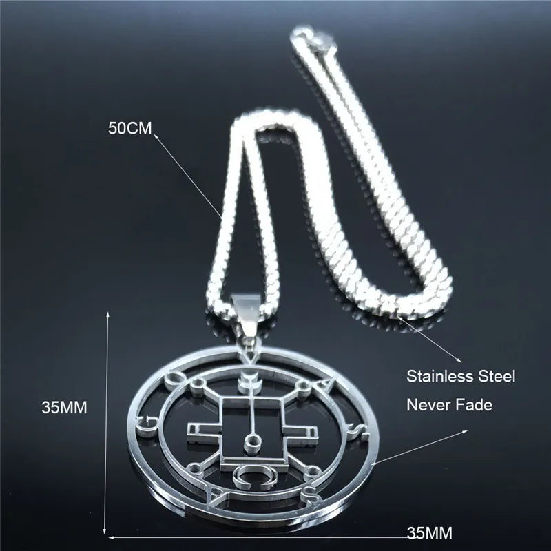 Silver Demon Seal Statement Necklace — Stainless Steel