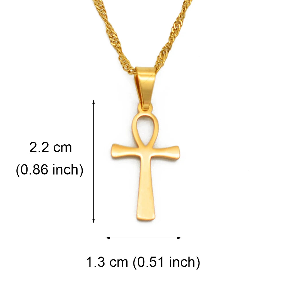 Ankh Cross Egyptian Pendant Necklace — Two-Tone Stainless Steel
