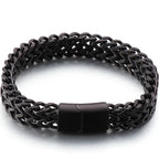 Mens 12MM Width Double Row Chain Wrist Bracelets 6 Color Stainless Steel Bracelet for Man Handles With Magnet Clasp