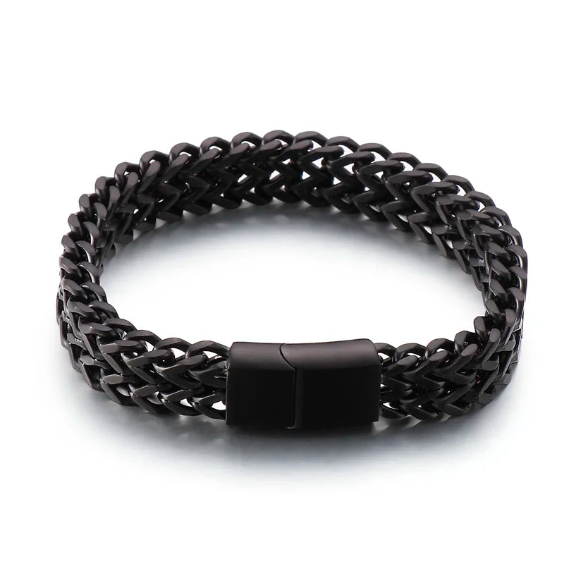 Men's 316L Stainless Steel Wrist Bracelet Man On Hand Chain Bracelets For Men Logo & Name & Date Engraved Male Jewelry