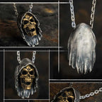 Onlysda Charms pendentif Gold Skull Pendant Necklace Men's Fashion Biker Punk Steel Chain Jewelry Antique Halloween Gift OSDZ035