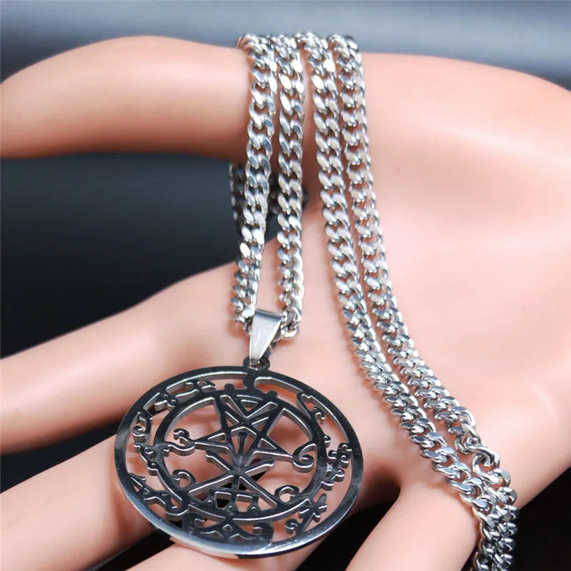 Lilith Sigil Silver Pendant Necklace — Stainless Steel