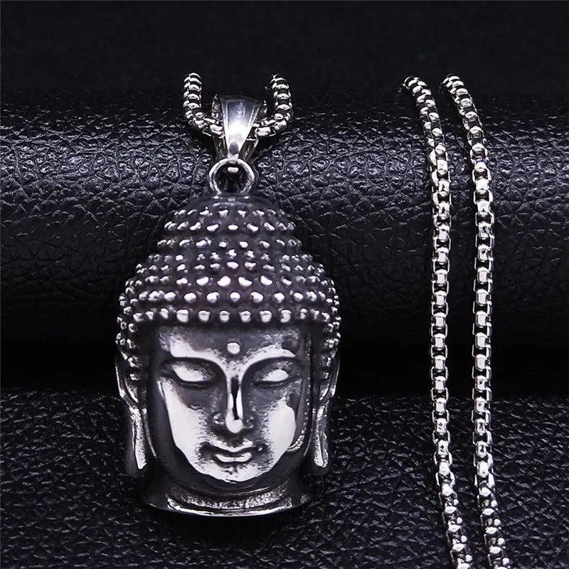 Buddhist Stainless Steel Pendant Necklace