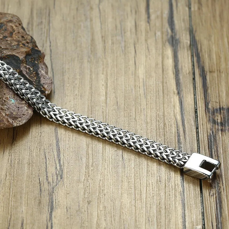Stylish Stainless Steel Bali Foxtail Chain Bracelet for Men,Double Franco Link Chain Bracelets,Male Jewelry Gift for