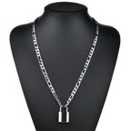 Two-Tone Lock Pendant Double Layer Chain Necklace