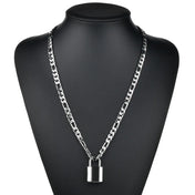 Two-Tone Lock Pendant Double Layer Chain Necklace