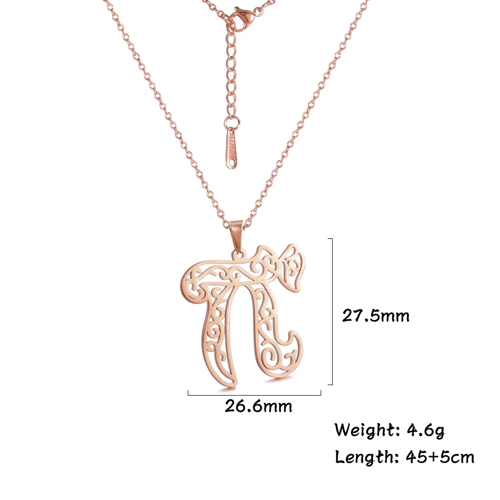 Likgreat Chai Amulet Women Men Pendant Necklaces Stainless Steel Gold Plated Jewelry Kabbalah Jewish Judaica of Charity Fortune