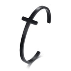 Cross Cuff Bangle Bracelet — Stainless Steel
