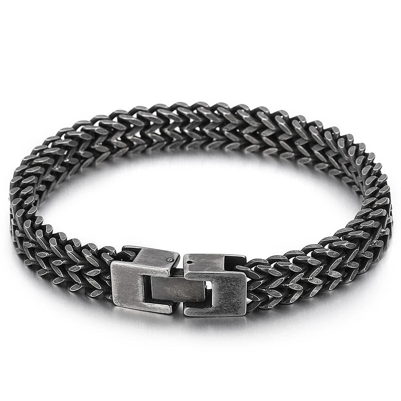 9/10MM Franco Link Curb Chain Man Bracelet Gold Color Stainless Steel Men's On Hand Bracelets Mannen Armband Jewelry