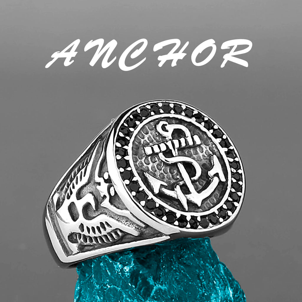 Nordic Viking Stainless Steel Ring Anchor Compass Tree of Life Viking Rune Wolf Men and Women Ring Jewelry Factory