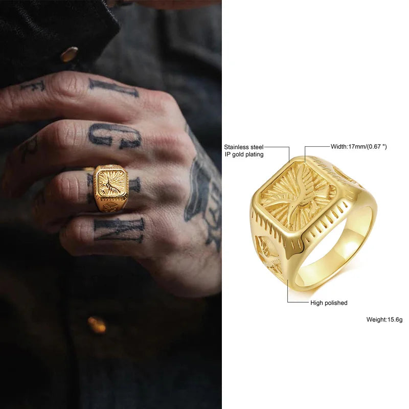 Eagle Signet Ring — Gold Stainless Steel