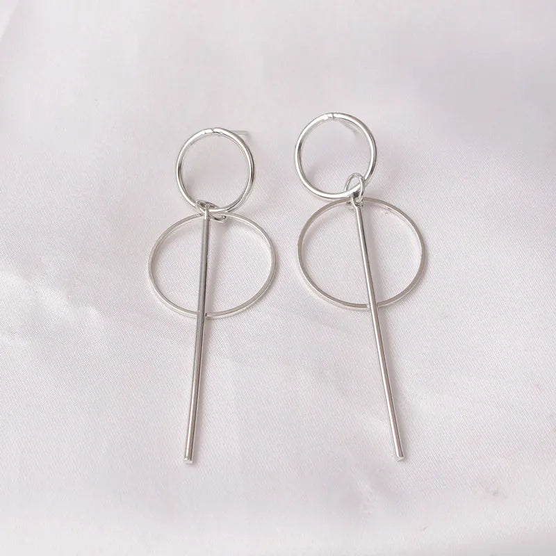 Hollow Geometric Drop Earrings — Stainless Steel