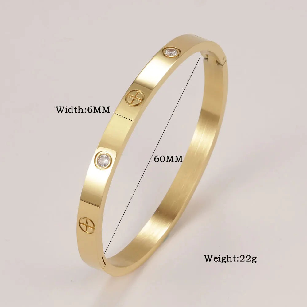 Iced Crystal Cuff Bangle Bracelet — Steel