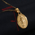 Virgin Mary Pendant Necklace for Women Girls Gold Color Cross Trendy Chain Jewelry
