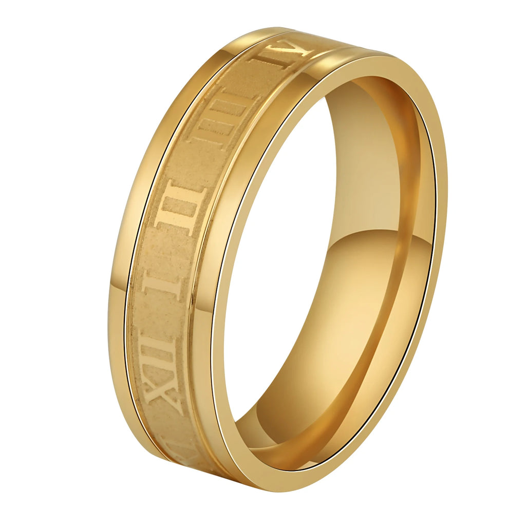Roman Numeral Ring — 6mm Stainless Steel