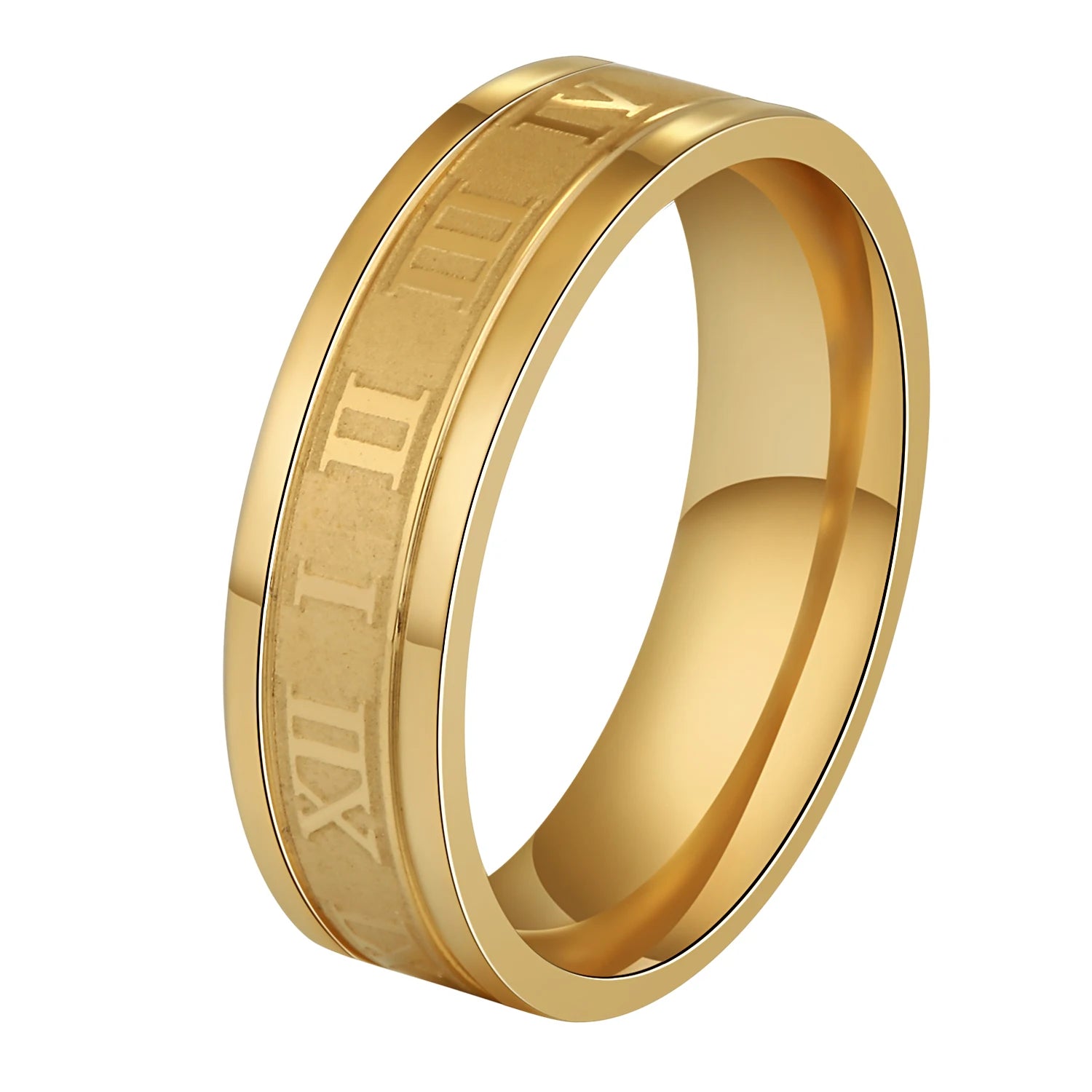 Roman Numeral Ring — 6mm Stainless Steel