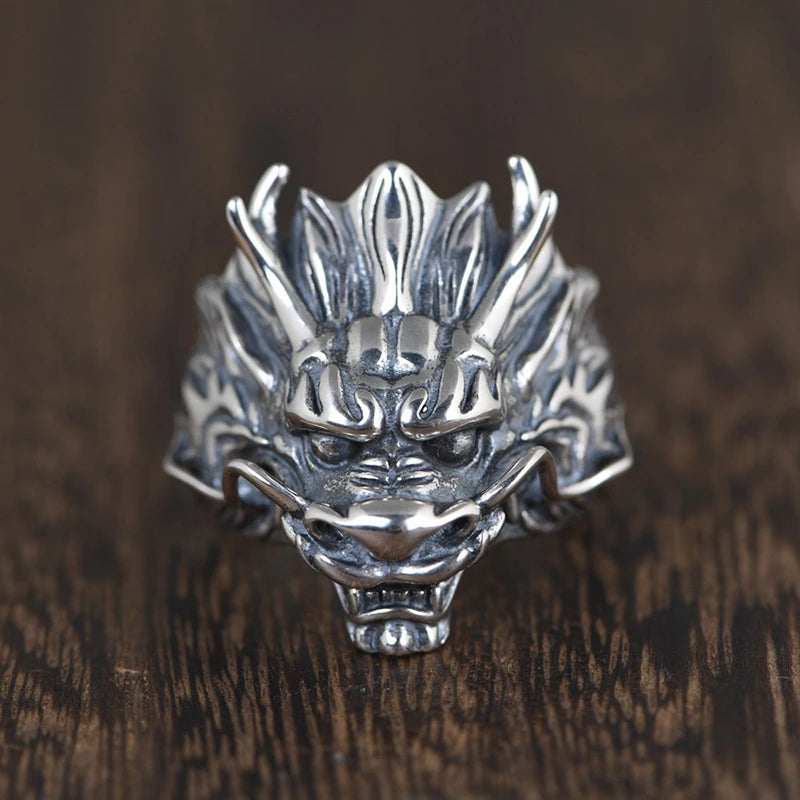 Ring for Women Girls Dragon Snake Fashion Men Jewelry Vintage Ancient Silver Color Punk Hip Hop Adjustable Locomotive