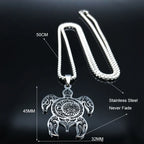 Sun Moon Turtle Pendant — Silver Stainless