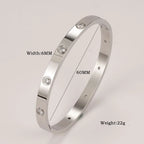Iced Crystal Cuff Bangle Bracelet — Steel