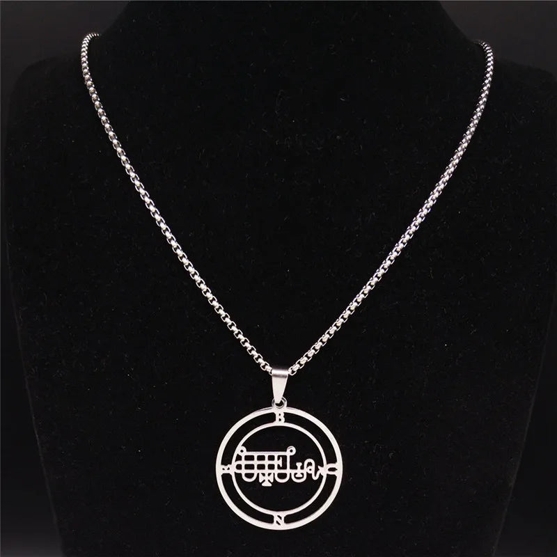 Demon Seal Silver Chain Necklace — Stainless Steel