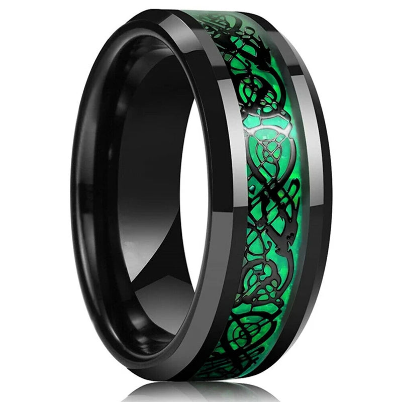 Fashion Black Stainless Steel Rings for Men With Guitar String Inlay Guitarist Ring For Musician Wedding Jewelry Drop