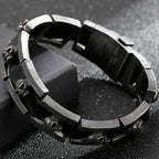 Ghost Skull Head Shaped Men's Leather Bracelets With Belt Buckle Stainless Steel On Hand Bands For Men Male Wristbands