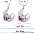 Men's Moon Shaped Mouth Face Pendant Iced Out Bling 5A CZ Cubic Zircon Tennis Chain Personality Hip Hop Rock Necklace Jewelry