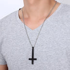 Male Black Plated St Peter's Inverted Cross Pendant Necklace for Men Stainless Steel Choker Crux de Sanctus Petrus