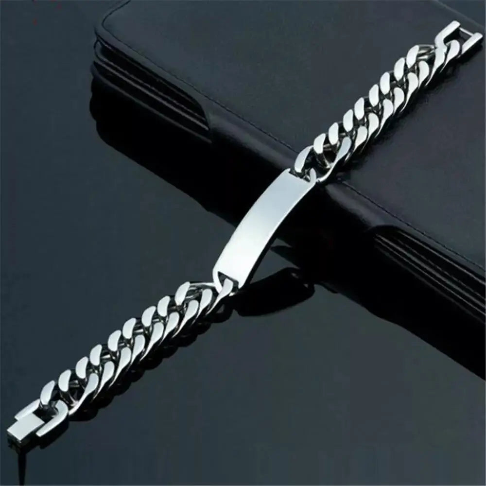 Cuban Link Chain ID Bracelet 15mm 8.66in — 316L Stainless Steel