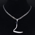 Grim Reaper Silver Pendant Necklace — Stainless Steel