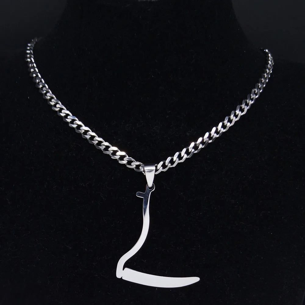 Grim Reaper Silver Pendant Necklace — Stainless Steel