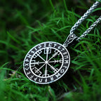 Vintage Viking Stainless Steel Viking Compass Necklace Pendant Men Chains Biker Nordic Odin Rune Pendant Amulet Jewelry